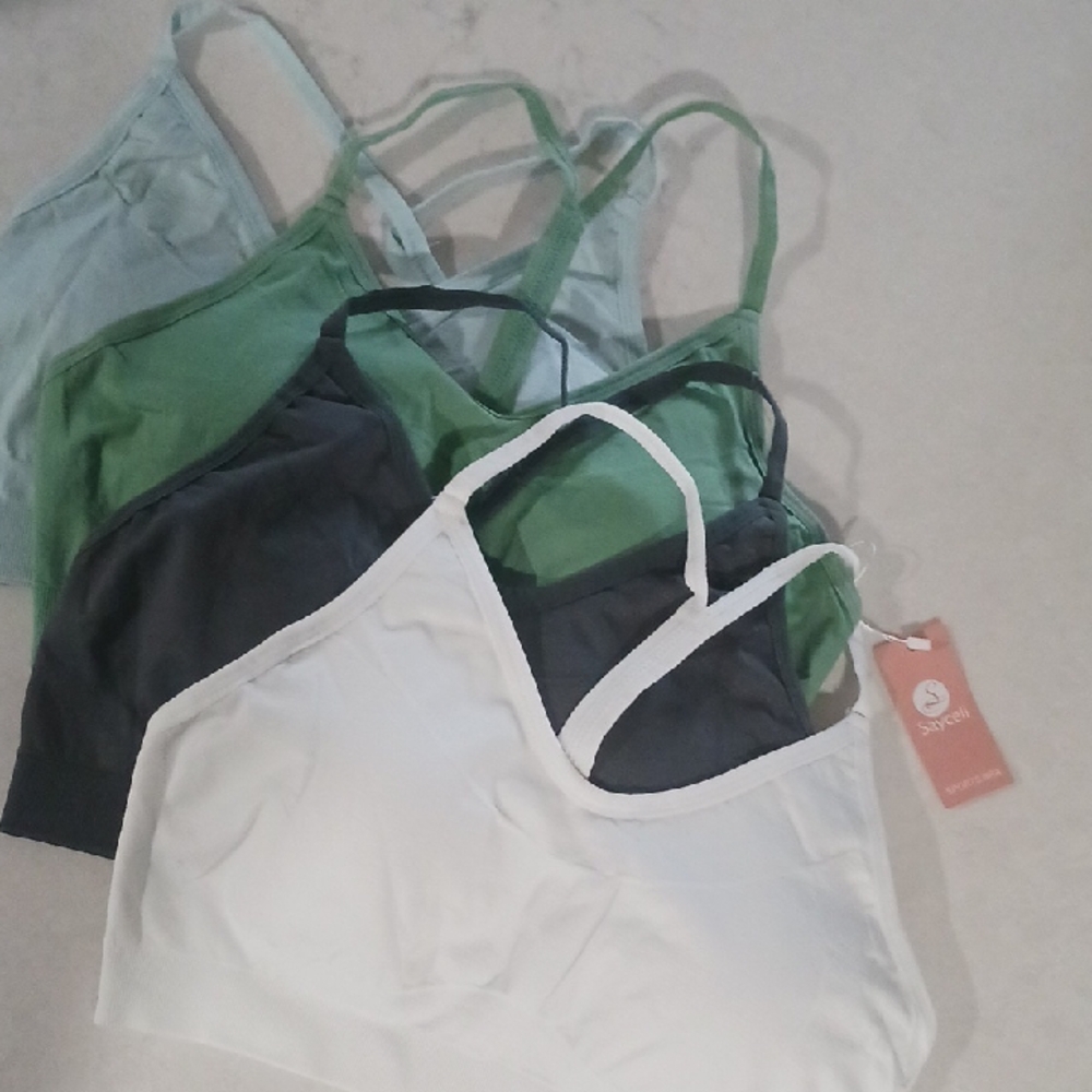 Women's Comfort Bra Set - White, Green, Gray